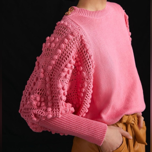 Stella Pardo Paris Crochet-Sleeved Sweater sz.s - Picture 2 of 4